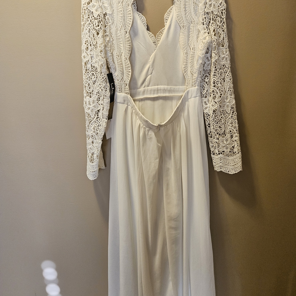Lulu's White Lace Long Sleeve Dress - Picture 2 of 3